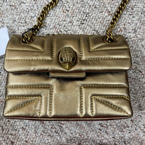 New Kurt Geiger Kensington Mini Bag Purse Gold Chain Quilted Eagle Head - Picture 4 of 11